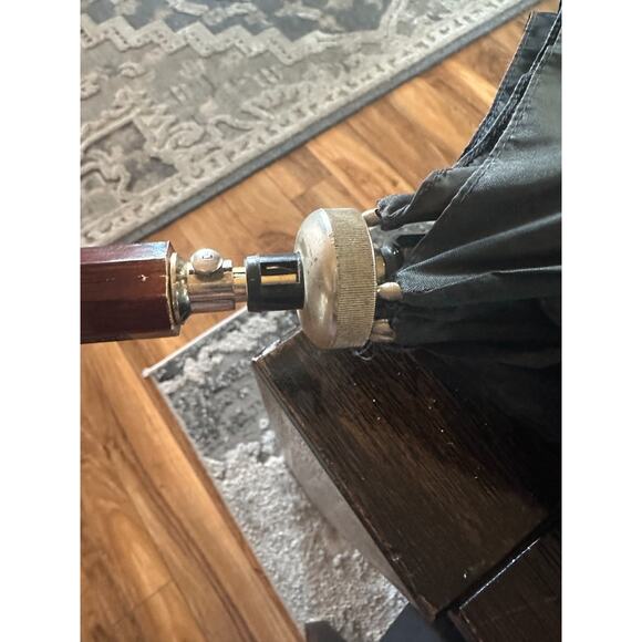 Black Vintage Schertz Umbrella Wood Handle Parasol Metal Tip Case - Picture 3 of 15